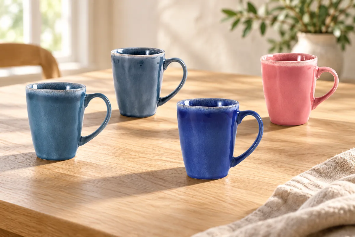 Soft sculpted mugs — AI styled scene