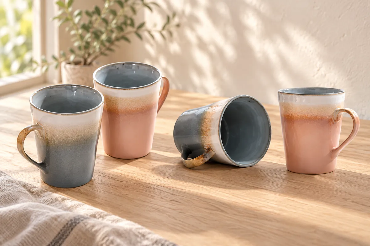 Haze glaze mugs — AI styled scene