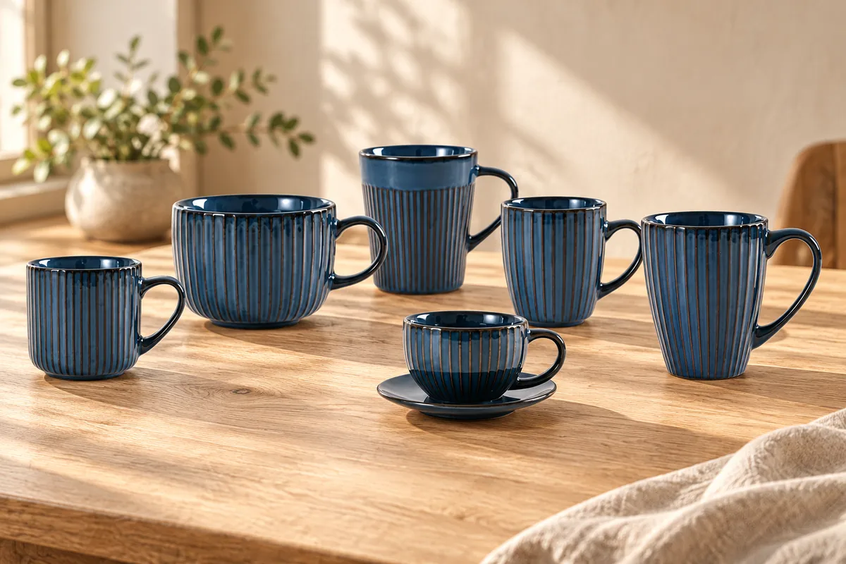 Cobalt fluted assortment — AI styled scene