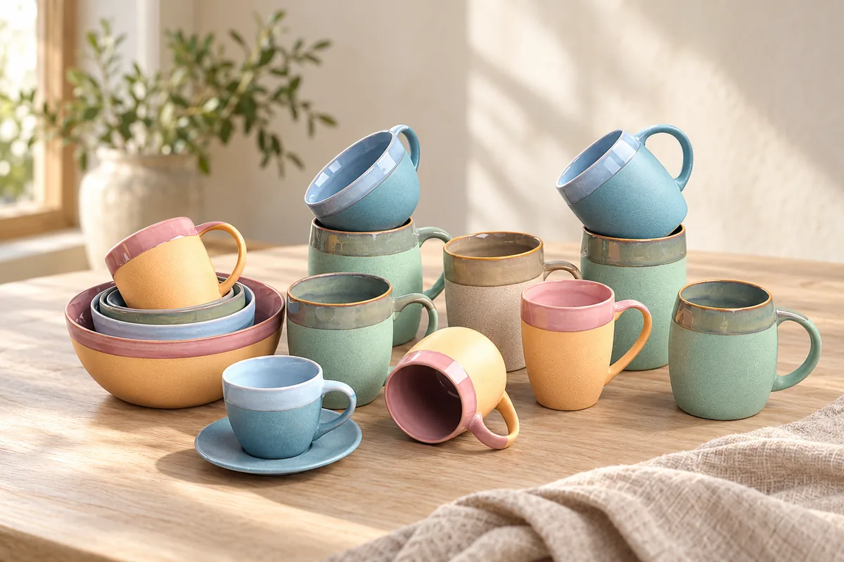 Pastel fluted assortment — AI styled scene