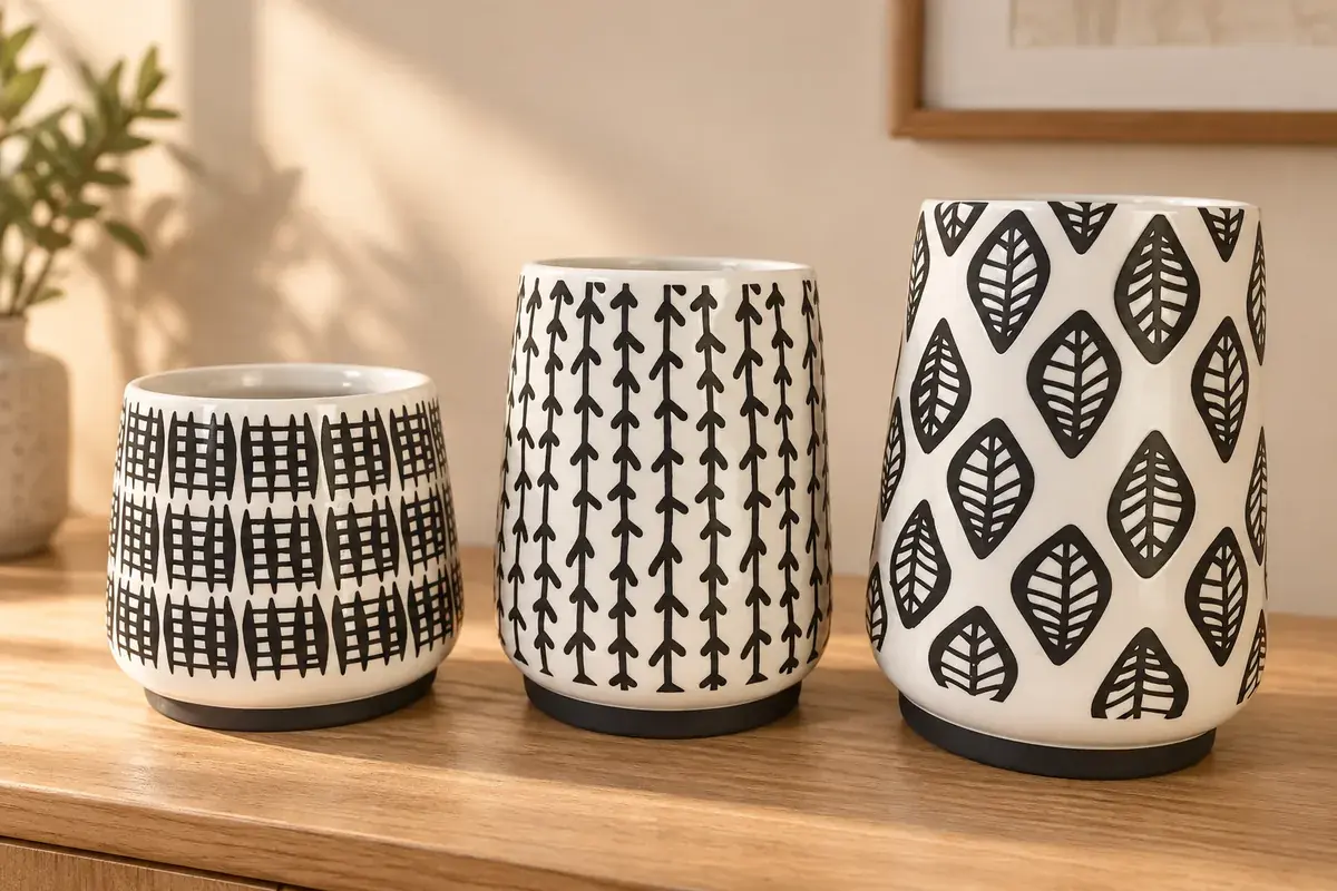 Graphic ceramic vessels
