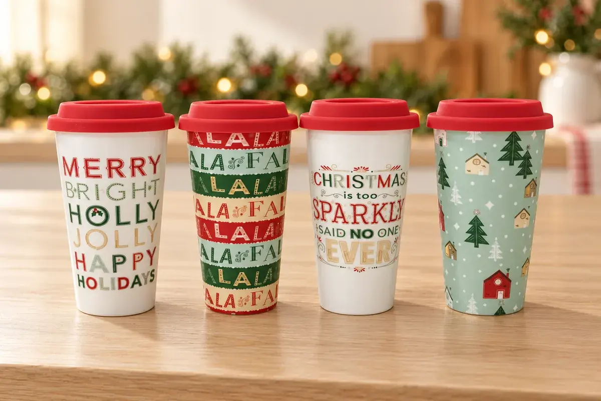 Festive lidded tumblers