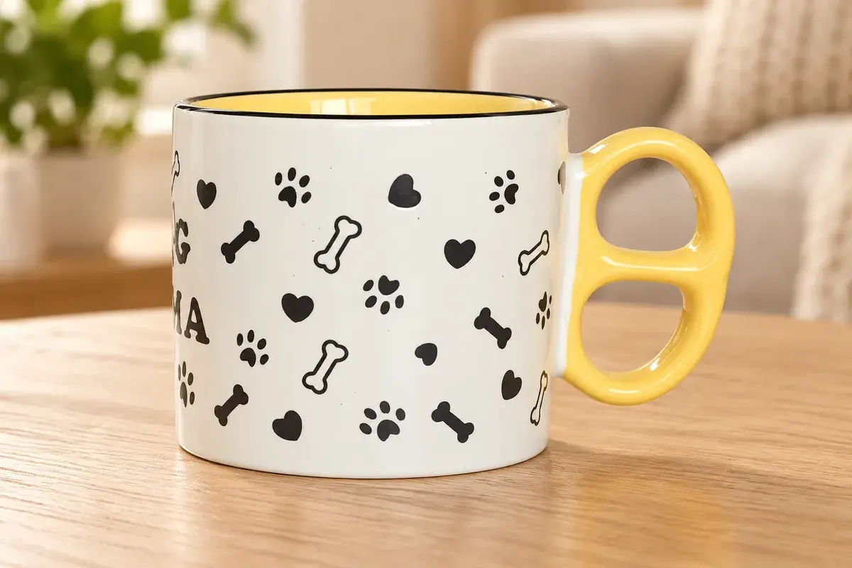 Pawprint double-loop mug