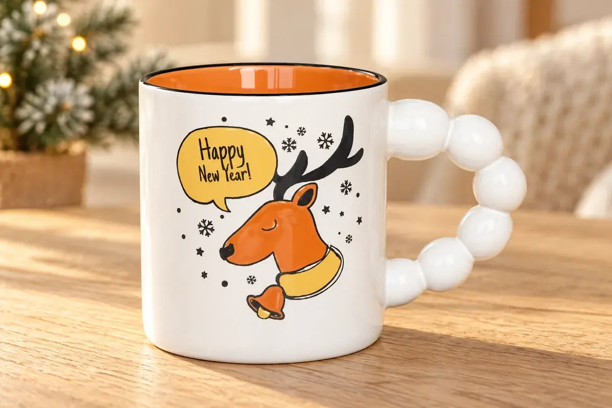 Reindeer beaded-handle mug
